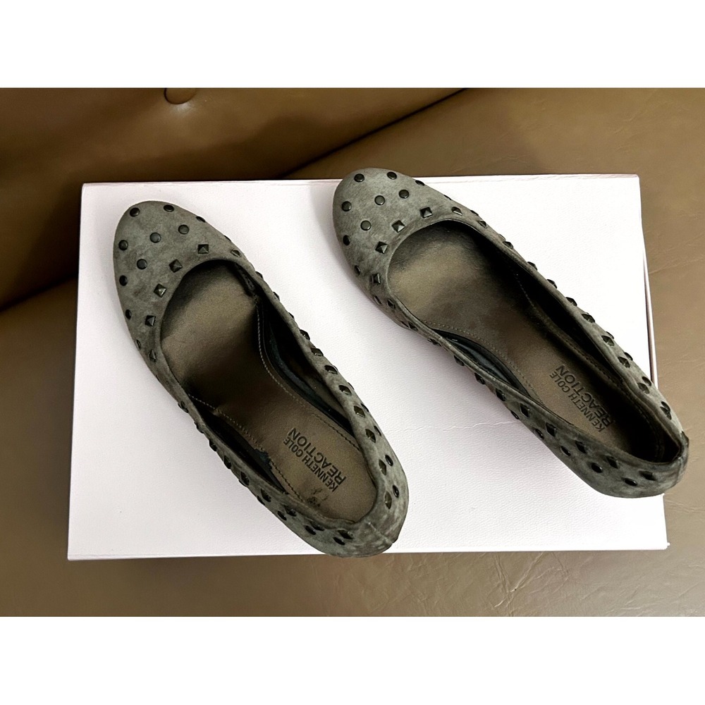 Kenneth Cole Reaction Womens Leather Upper Wedge Studs 7.5M Mid Heel Punk - Picture 5 of 11